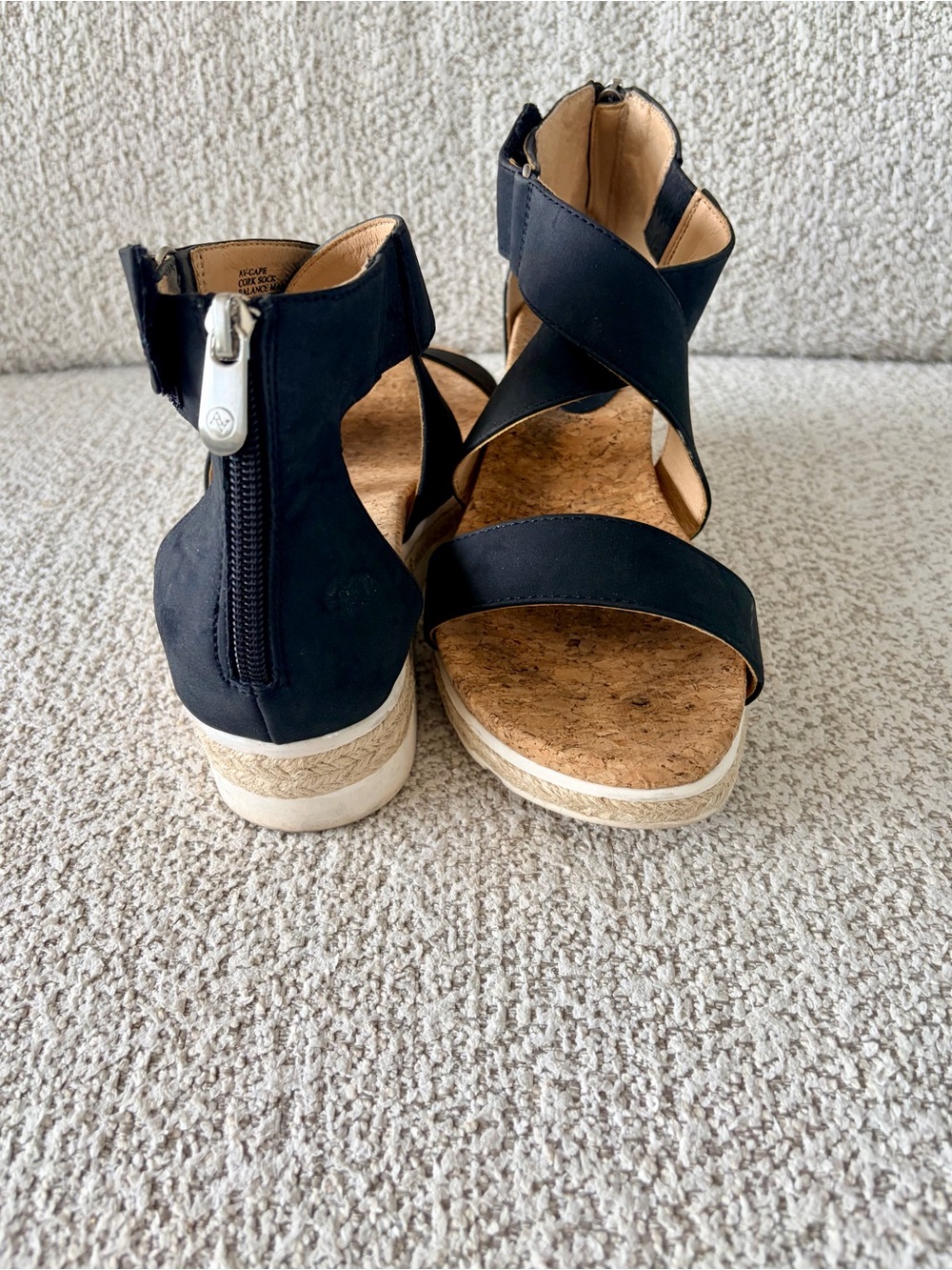 Adrienne Vittadini Black, Strappy Wedge Sandals.
